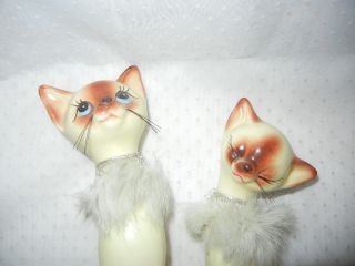 VINTAGE SIAMESE CAT FIGURES RETRO 1950 ' S POTTERY HAND PAINTED 5