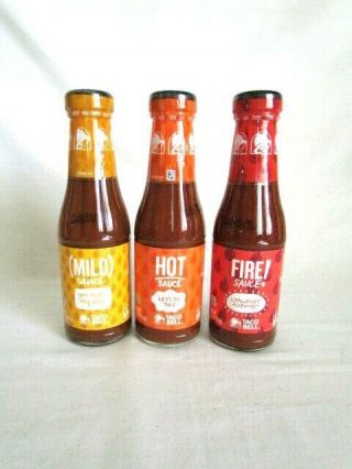 Taco Bell Hot Sauce Bottles,  3 Pack,  One Of Each,  Mild,  Medium,  Fire