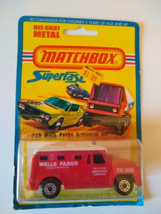Vintage Matchbox Die Cast Metal 69 Wells Fargo Armoured Car 1976 1978 Nos