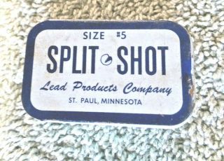 Vintage Split Shot Size 5 fish tin Lead Prod,  CO,  ST.  Paul,  Minnesota. 3