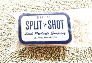 Vintage Split Shot Size 5 fish tin Lead Prod,  CO,  ST.  Paul,  Minnesota. 4