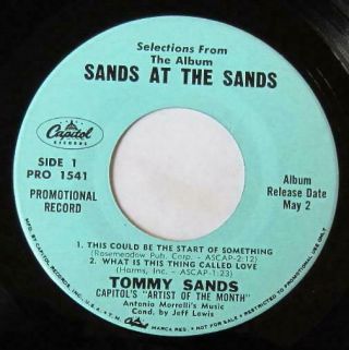 TOMMY SANDS - SANDS AT THE SANDS - RARE PROMO 45 EP,  PICTURE SLEEVE 2