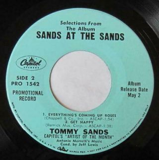 TOMMY SANDS - SANDS AT THE SANDS - RARE PROMO 45 EP,  PICTURE SLEEVE 3