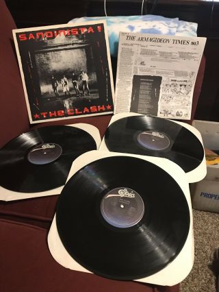 The Clash Sandinista 3 Lp Set,  Poster 1980 Epic Records E3x 37037 Vg,