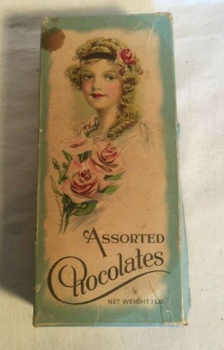 1890s Antique Victorian Walker Chocolate Candy Box Muskegon Mi,  Rose Flower