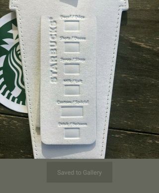 Starbucks White Drink Cup Embossed Siren Logo Leather Luggage Tag 2019 2