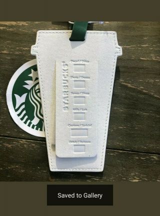 Starbucks White Drink Cup Embossed Siren Logo Leather Luggage Tag 2019 3