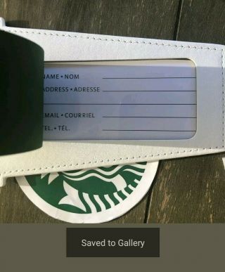 Starbucks White Drink Cup Embossed Siren Logo Leather Luggage Tag 2019 4