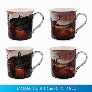 Stag Monarch of the Glen Set of 4 Gift Tea or Coffee Mugs Shooting Gift Boxed 4