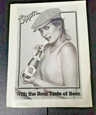 1980s Pabst Blue Ribbon Beer Ad Slick " Sippin With The Real Taste Of Beer "