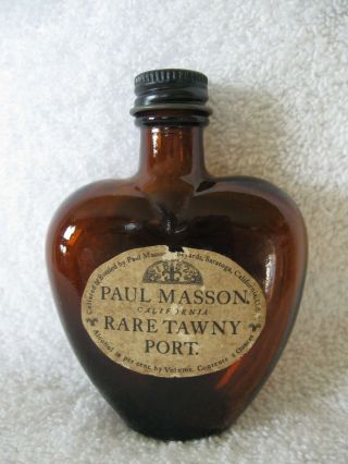 Paul Masson Rare Tawny Port 2 Oz.  Amber Bottle With Metal Lid Empty