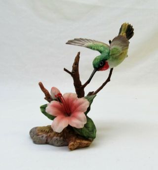 Maruri Studios Bird Figurine Ruby Throated Hummingbird Porcelain Bronze H - 8911