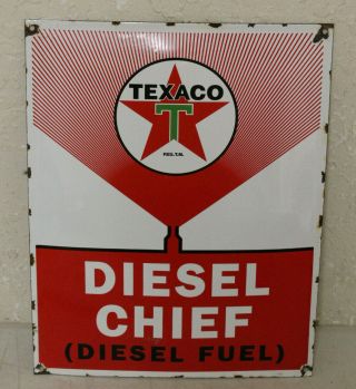 Texaco Diesel Chief Porcelain Enamel Signs Vintage Style Car Dealer Advertising