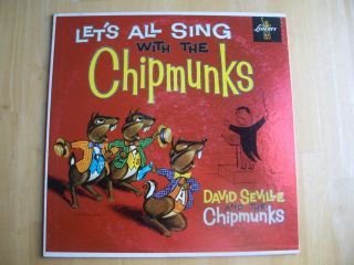 THE CHIPMUNKS LET ' S ALL SING VERY RARE RED VINYL 1959 33 1/3 LP.  RECORD 2