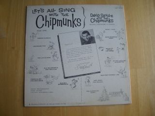 THE CHIPMUNKS LET ' S ALL SING VERY RARE RED VINYL 1959 33 1/3 LP.  RECORD 3
