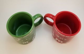 M&M Mars GREEN and RED Coffee Cups Mugs Set of 2 - with Text - A11 3
