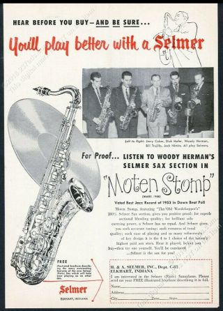 1954 Selmer Saxophone Woody Herman Photo Vintage Print Ad