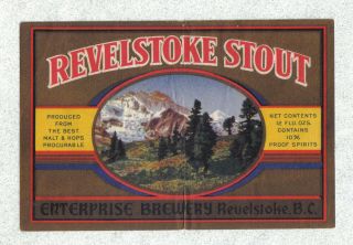 Beer Label - Canada - Revelstoke Stout - Enterprise Brewery - British Columbia