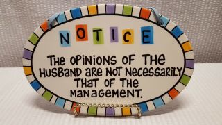 The Opinions Of The Husband 9 " X 6 " Oval Our Name Is Mud Ceramic Wall Plaque