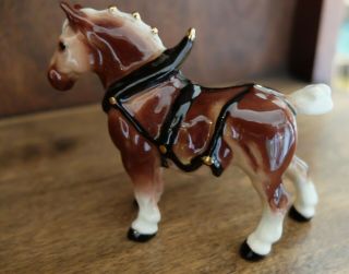 Vintage Hagen Renaker Chestnut Gloss Draft Horse In Harness A - 341 2 3/4 Inch