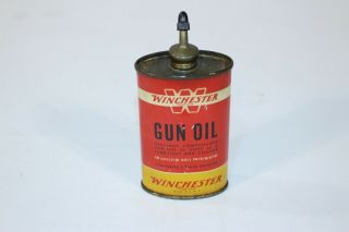 Vtg Winchester Red Gun Oil Tin Can Container Advertising 3 Oz Ounce