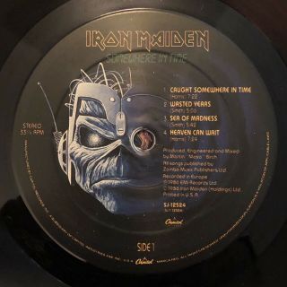 Iron Maiden,  Somewhere In Time.  1986 33 RPM Vinyl LP,  SJ - 12524 5