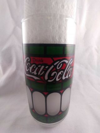 Coca - Cola - Vintage Tiffany Style Red & Green Coke Glass