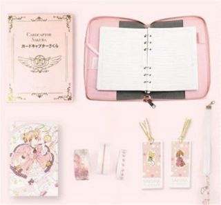Card Captor Sakura Hand Book Zipper Bags Notepad Pink Notebook Stationery Set