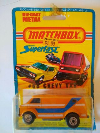 Vintage Matchbox Die Cast Metal 68 Chevy Van Blue Stripe 1976 1978 Nos Lesney