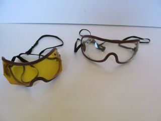 Vintage Derby Horse Racing Jockey Rider 2 Goggles Clear/yellow