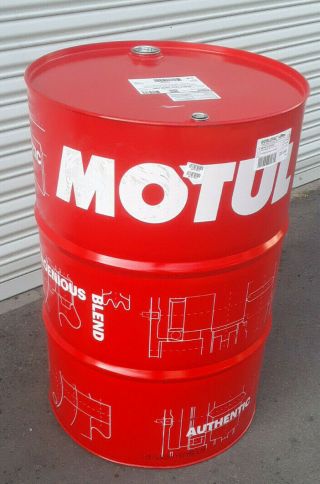 Empty Red Motul 55 Gallon Oil Barrell Drum Barrel