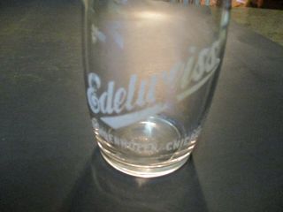 Vintage Edelweiss,  Schoenhoffen,  Chicago.  Pre - Prohibition Beer Glass