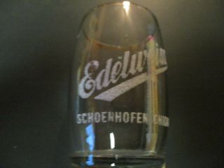 Vintage Edelweiss,  Schoenhoffen,  Chicago.  Pre - Prohibition Beer Glass 2