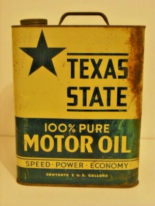 Vintage Texas State Motor Oil Can 2 Gallons