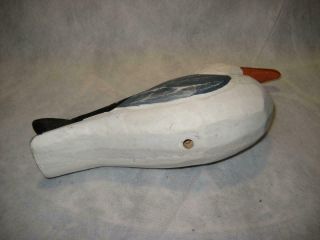 Vintage Hand Carved Wood Folk Art Seagull With Glass Eyes 10 