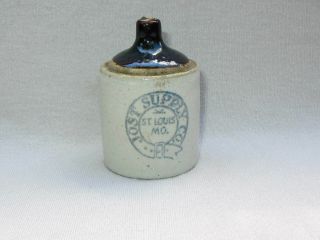 Old Miniature Crock Jug Advertising Jost Supply Company St.  Louis Missouri 2.  75