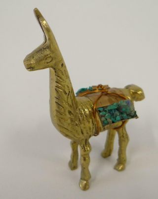 Brass Llama Alpaca Figurine Andes Carrying Mining Copper Ore In Back Sling