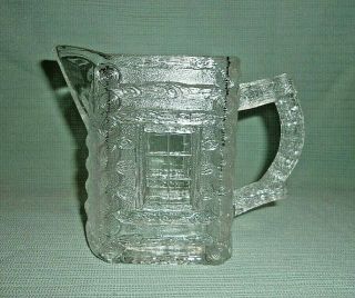 Log Cabin Vintage Clear Glass Cabin Shaped Syrup Pitcher