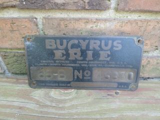 Vintage Metal Bucyrus Erie Exterior Machinery Identification Emblem Badge