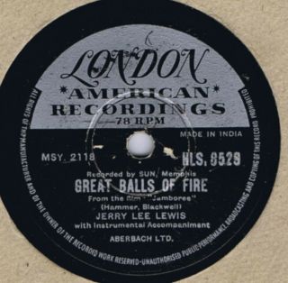 78 Rpm Jerry Lee Lewis Great Balls Of Fire India 10 " Shellac 1957 London