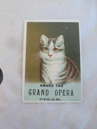 1800s Victorian Trade Card Smoke Grand Opera Cigars Tiger Cat