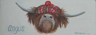 Angus The Scottish Highland Cow Wooden Sign Plaque Print Art Picture Painting
