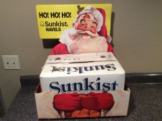 Vintage Christmas Store Display Sunkist Advertising Cardboard Santa Nos