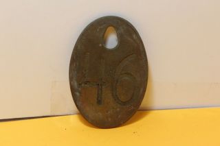 Vintage Number 46 Cow Tag 46 Antique Brass Metal Cattle Tag Keychain Fob 2 " X3 "