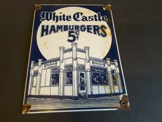 Vintage White Castle Hamburgers Porcelain Sign