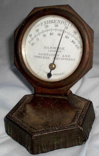Vintage Hardinge Company Advertising Thermometer Antique Desk Thermometer
