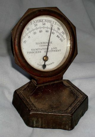 Vintage Hardinge Company Advertising THERMOMETER Antique Desk Thermometer 4