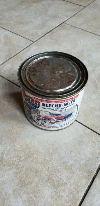 Vintage c 1940s - 1960s Westley ' s Bleche Wite Car Wash CANCO Gas Oil Auto Tire Can 4