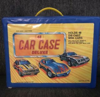 Blue Tara Toy Corp Car Case Deluxe Vinyl Hold 48 Hot Wheel Matchbox Cars W Trays