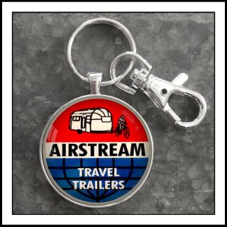 Vintage Airstream Travel Trailer Decal Photo Keychain Key Chain Pendant Gift 